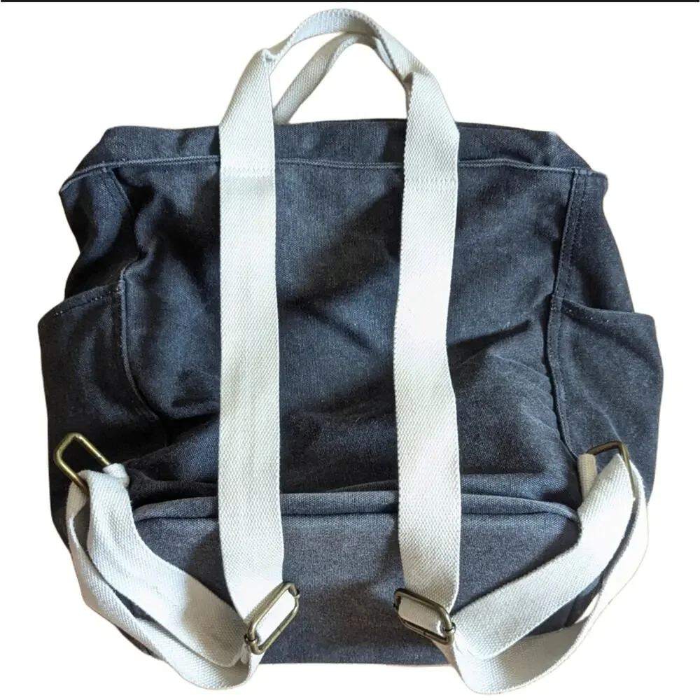Birdling Washed Gray Backpacker Canvas Diaper Bag Carry All Backpack